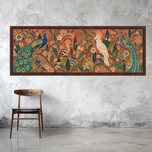Vittorio Zecchin Style Exotic Birds Canvas, Floral Ornamental Wall Art, Vintage Decorative Home Canvas, Colorful Peacock and Cockatoo Art