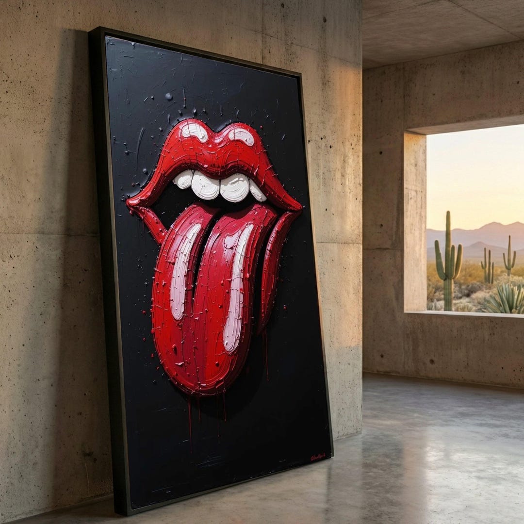 Bold Red Lips and Tongue Canvas Wall Art, Modern Pop Art Decor ...