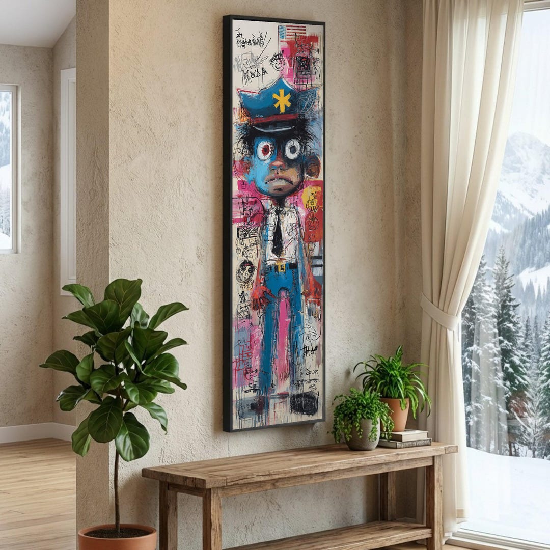 Abstract Police Officer Canvas Wall Art, Colorful Urban Character ...