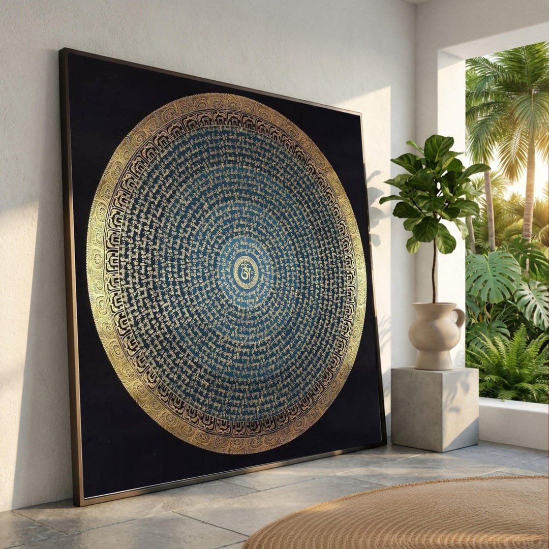Script Mandala Golden Mandala Sanskrit Script Canvas, Spiritual Wall Art, Meditation ...