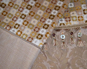 DRASTIC REDUCTION!!! - Gold, Green, Taupe, Ivory & Tan Circles Throw Blanket