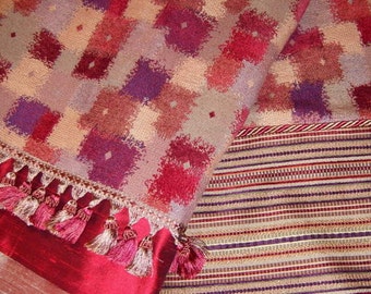 DRASTIC REDUCTIONS!!! - Red, Rust, Purple, Taupe & Peach Throw Blanket