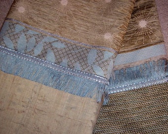 DRASTIC REDUCTION!!! - Aqua Taupe and Ivory Starburst Throw Blanket