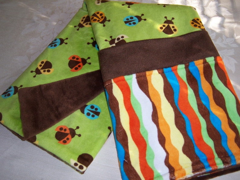 SALE Turquoise Yellow /& Ivory Lady Bugs BabyToddler Minky Blanket Fluttering Orange
