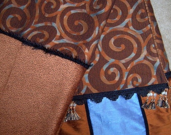 Sale and Free Shipping! - Burnt Orange, Black & Blue Sassy Throw Blanket