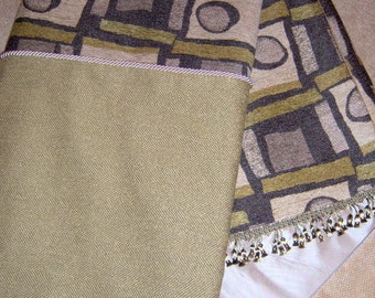 DRASTIC REDUCTION!!! - Lime Green, Gray & Taupe Throw Blanket - II