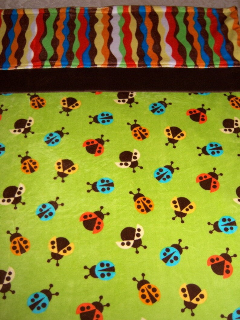 SALE Turquoise Yellow /& Ivory Lady Bugs BabyToddler Minky Blanket Fluttering Orange