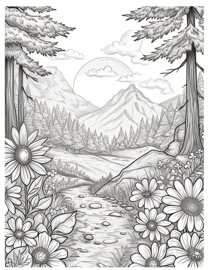 Coloring Pages Nature Beauty Digital Download PNGColoring