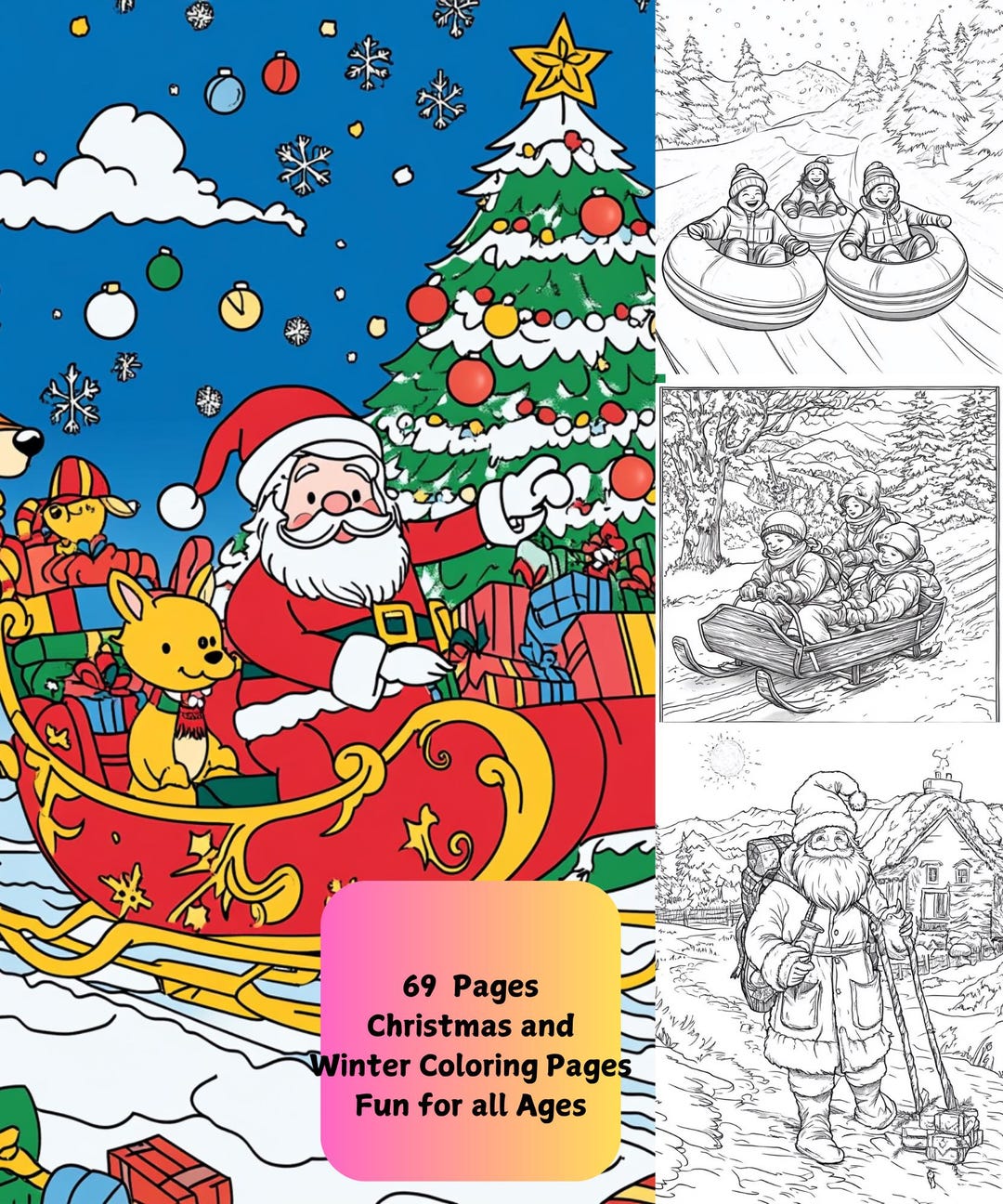 Winter Coloring Pages for Adults | Mega Large Bundle | 69 Christmas ...
