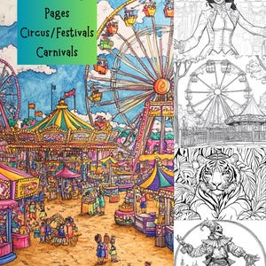Circus Festival Coloring Pages - 59 Fun Designs, Stress Relief (Digital Download)