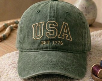 USA EST 1776 Embroidered Baseball Cap, 250 Years Wash Cap, 4th of July Patriotic American