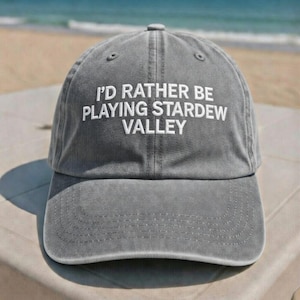 baseball cap, embroidered cap, embroidered hat, vintage cap, cute gift, funny cap, unisex cap, casual cap, headwear, gamer, cosy gamer, stardew valley, stardew