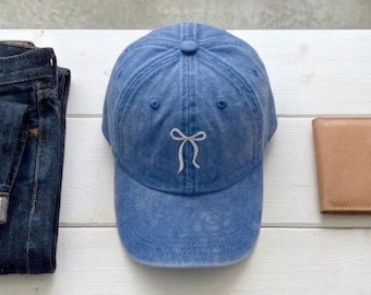 Embroidered Ribbon Washed Cotton Cap: Soft Girl Aesthetic Baseball Hat Embroidery