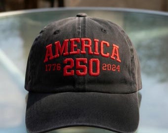 Embroidered America 250 Dad Hat | Patriotic USA Baseball Cap