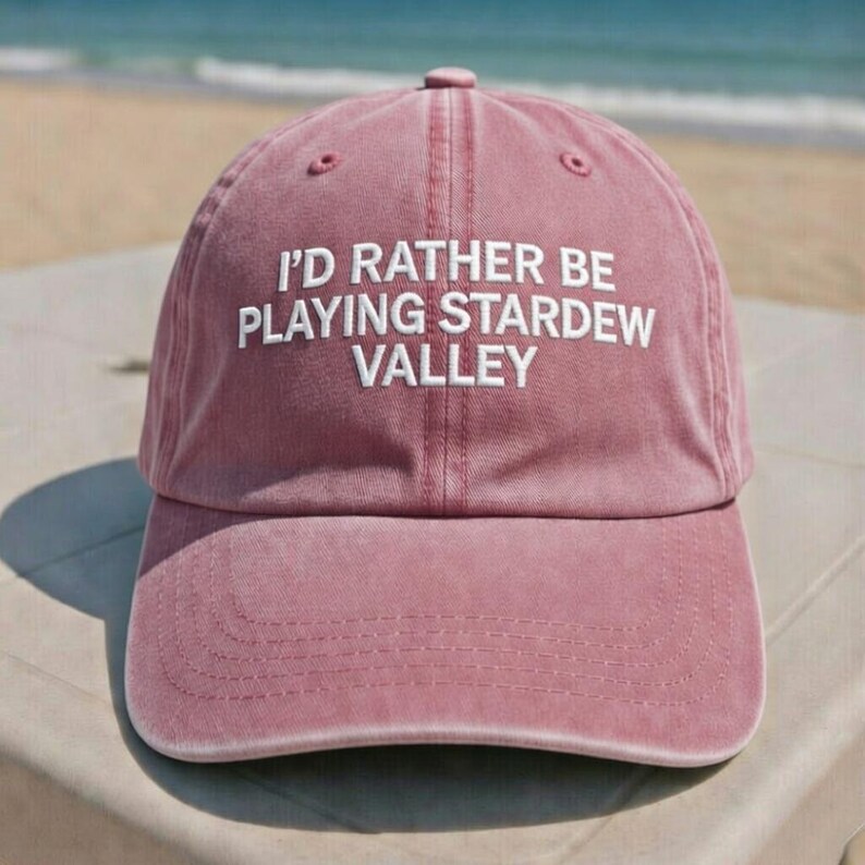 baseball cap, embroidered cap, embroidered hat, vintage cap, cute gift, funny cap, unisex cap, casual cap, headwear, gamer, cosy gamer, stardew valley, stardew