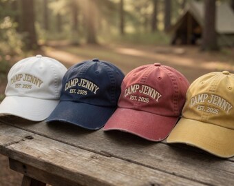 Custom Embroidered Cotton Camp Hat, Bachelorette Party Favor, Outdoorsy Bride Squad Cap