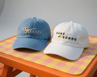 RuneScape Embroidered Corduroy Dad Hat, Retro Gamer Baseball Cap, Old School RPG Apparel