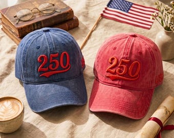 250 USA Vintage Hat, 1776-2026 Anniversary Embroidered Dad Hat, Patriotic American Flag Cap