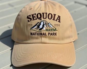 Sequoia National Park Embroidered Cotton Hat, Vintage Mountain Cap