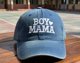 Embroidered Boy Mama Baseball Cap, Washed Cotton Dad Hat