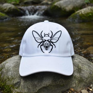 Horror Beetle Embroidered Cotton Baseball Cap, Goth Insect Demon Alt Style Dad Hat
