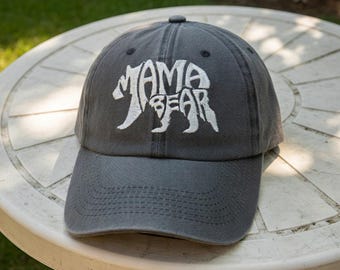 Mama Bear Embroidered Baseball Cap, Navy Blue Cotton Dad Hat