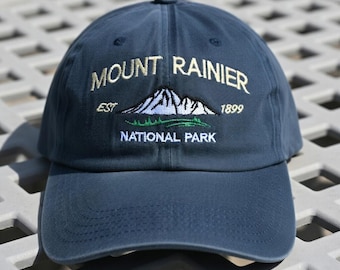 Mount Rainier National Park Embroidered Cotton Cap, Vintage Mountain Souvenir Dad Hat