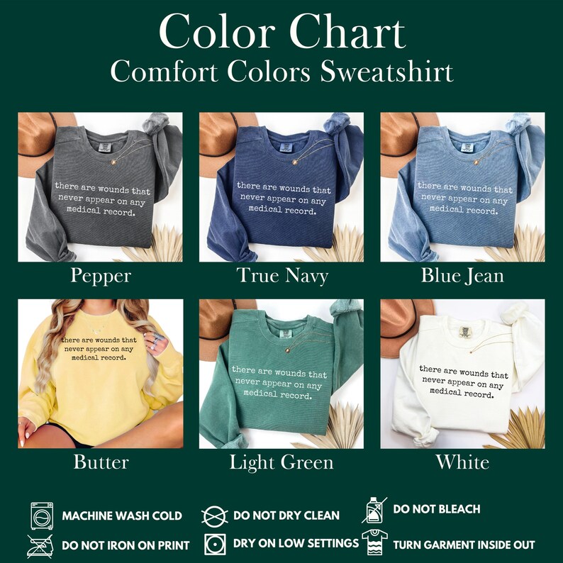 Comfort Colors Sweatshirt, Invisible Wounds Quote, Mental Health Awareness, Medical Record Saying, Empathy Gift, Inspiring Crewneck

Comfort