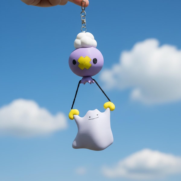 Figuras magnéticas flotantes de Drifloon y Ditto - Adorno de escritorio impreso en 3D inspirado en Pokopia