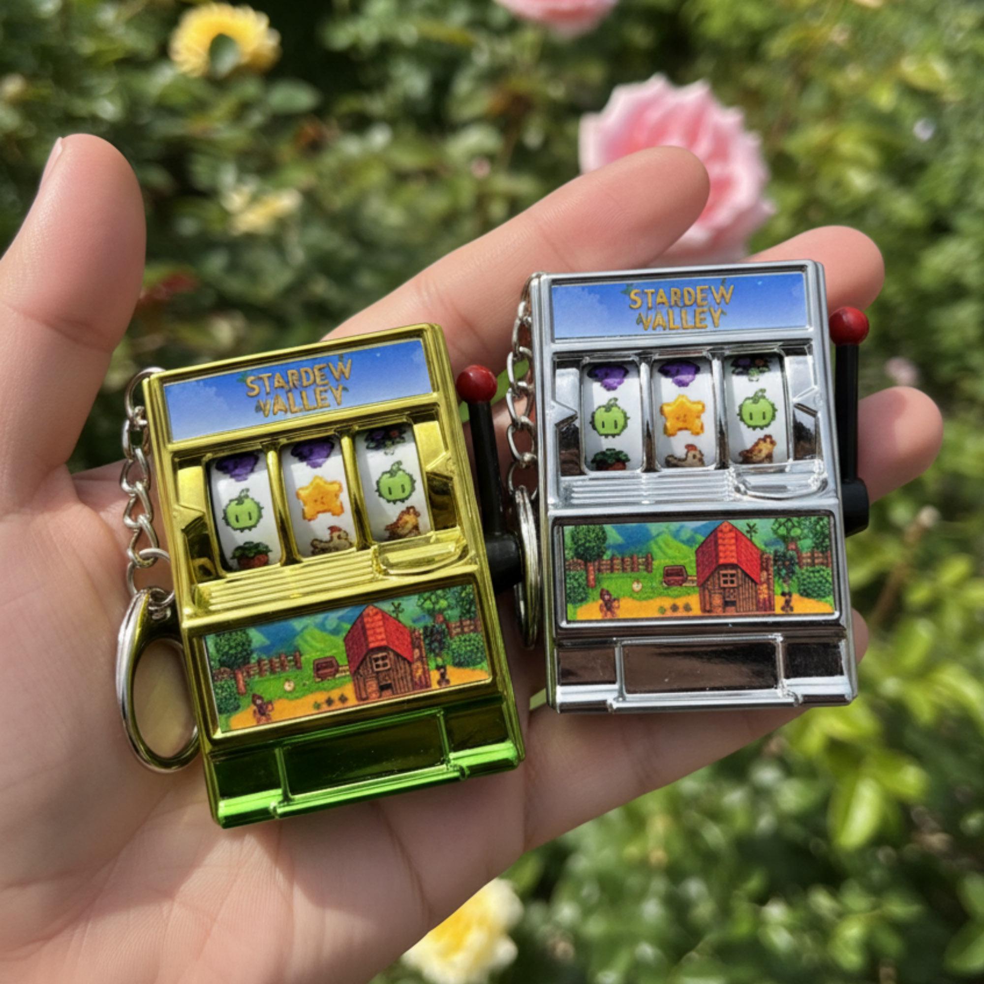 Custom Mini Slot Machine Keychains Stardew Valley Mini Slot Machine Keychain - Interactive Junimo Slot Toy ...