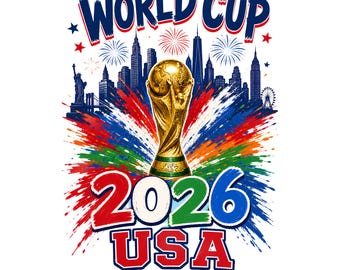 World Cup 2026 USA PNG, Soccer Trophy Graphic Design, Football Fan Shirt Design, Sports Clipart, Sublimation PNG, Mug Cap Print File
