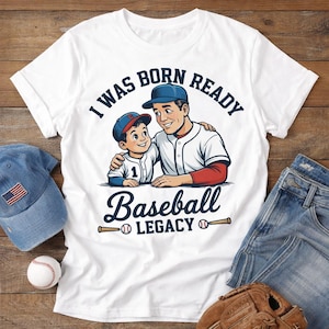 Vintage baseboll Legacy far son skjorta, jag var född redo grafisk t-shirt