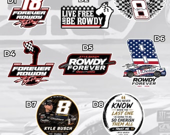Die-Cut Stickers - Kyle Busch Tribute, NASCAR Legend Memorial Sticker, RIP Rowdy Sticker, Racing Fan Sticker