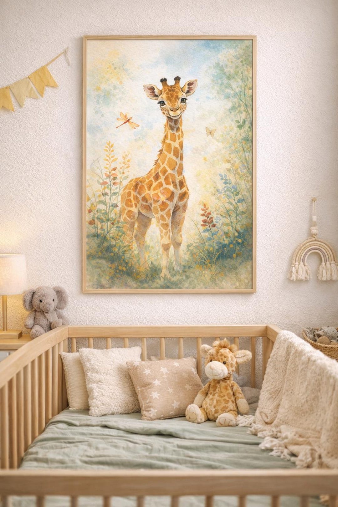 Safari Baby Room Poster – Watercolor Giraffe Poster – Jungle Wall Decor