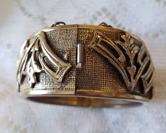 Art Deco Style Hinged Cuff Bracelet - image 4