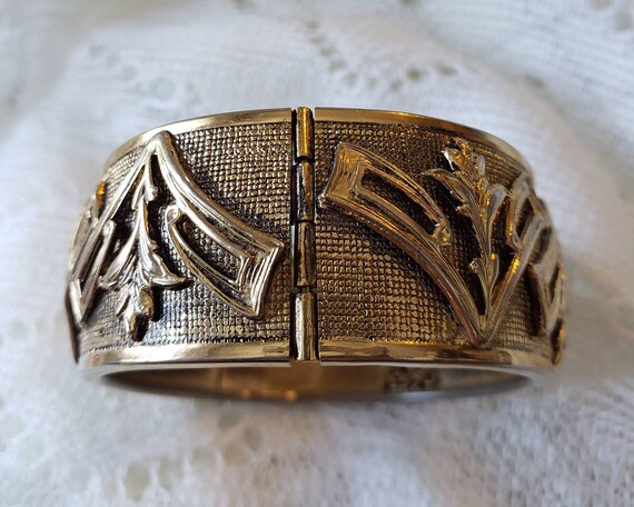 Art Deco Style Hinged Cuff Bracelet - image 6