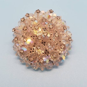 1960s  Aurora Borealis Bead and Rhinestone Brooch