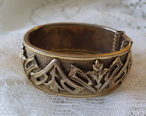 Art Deco Style Hinged Cuff Bracelet - image 1