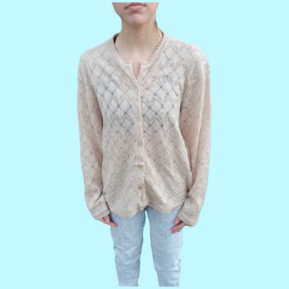 1960s Helen Sue Beige Cardigan Sweater - image 2