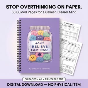 Anxiety Journal PDF | Mental Health Journal | Anxiety Relief Workbook | Overthinking Journal | Self Care Planner