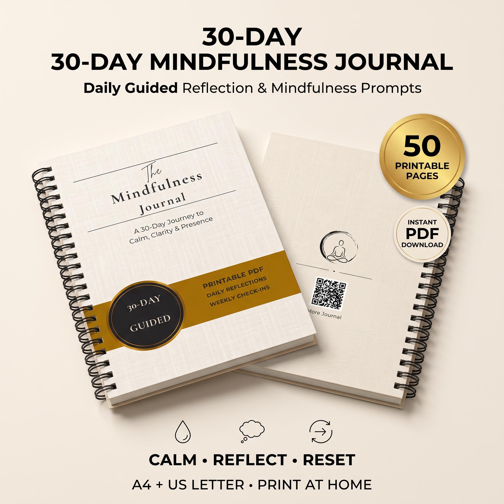 Gratitude Journal Printable, 5 Minute Journal for Women, Guided Gratitude & Wellness Journal, Self Love Digital Download