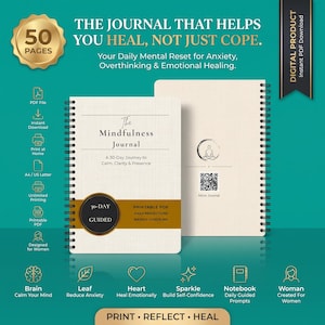 Gratitude Journal: 5 minutes a day for gratitude, mindfulness, positivity, happiness, reflection, stress relief & healing.
