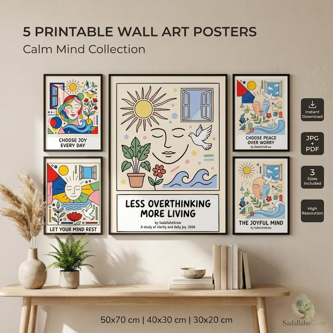 Overthinking Wall Art Printable | Emotional Healing Poster Set ...
