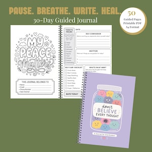 Anxiety Journal PDF | Mental Health Journal | Anxiety Relief Workbook | Overthinking Journal | Self Care Planner