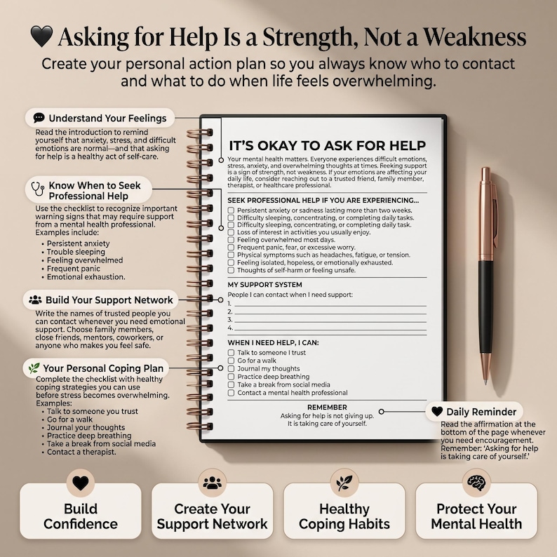 Anxiety Journal PDF | Mental Health Journal | Anxiety Relief Workbook | Overthinking Journal | Self Care Planner image 9