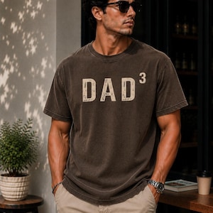 Comfort Colors® Dad 3, Men's Shirt, Dad Squared Shirt, Father of 3 T-shirt, Father's Day Gift,Pregnancy Announcement