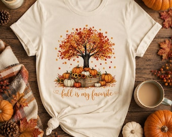Fall Is My Favorite Shirt, Pumpkin Patch Shirt, Autumn Tree Graphic Tee, Thanksgiving Shirt, Cozy Fall Shirt, Fall Gift for Women