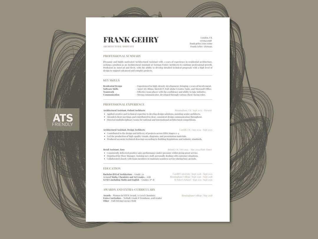 ATS Friendly Resume Template | Modern Professional CV | Canva Resume ...