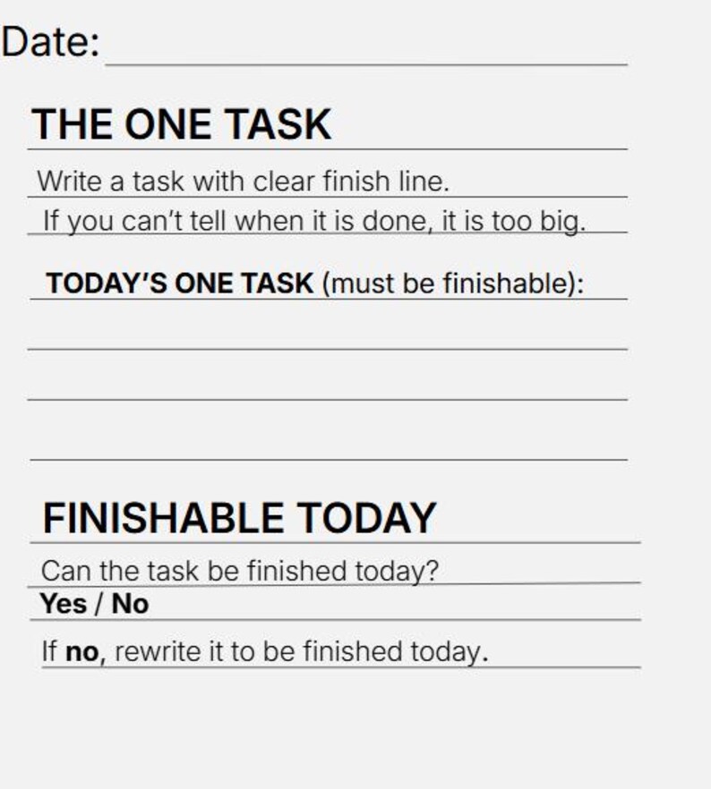 One Day One Task – Minimal Digital Focus Tool (PDF) for Daily Execution ...