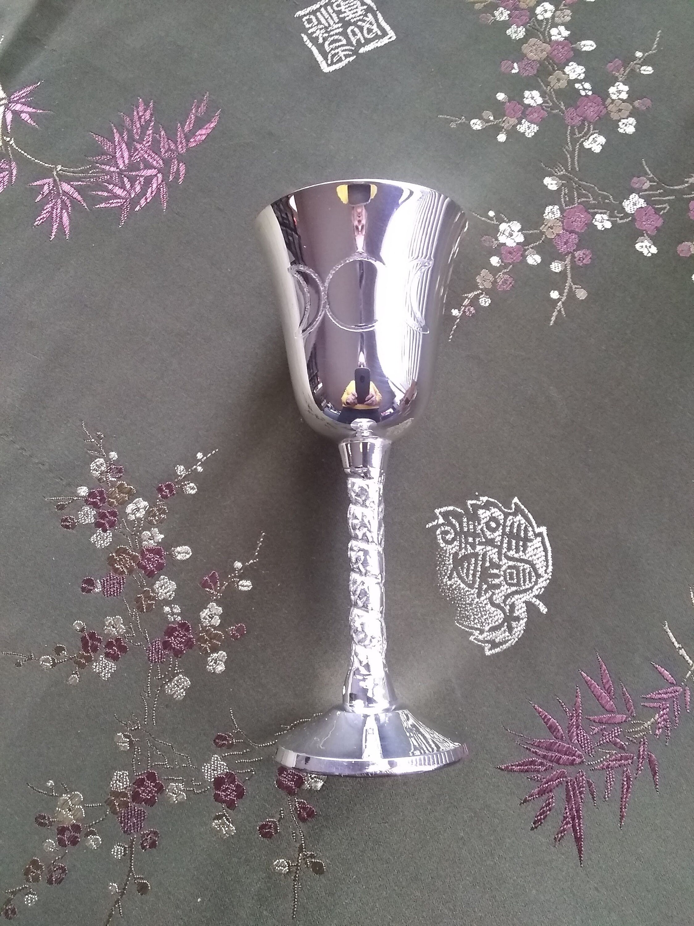 Triple Moon Goddess Silver Plated Chalice